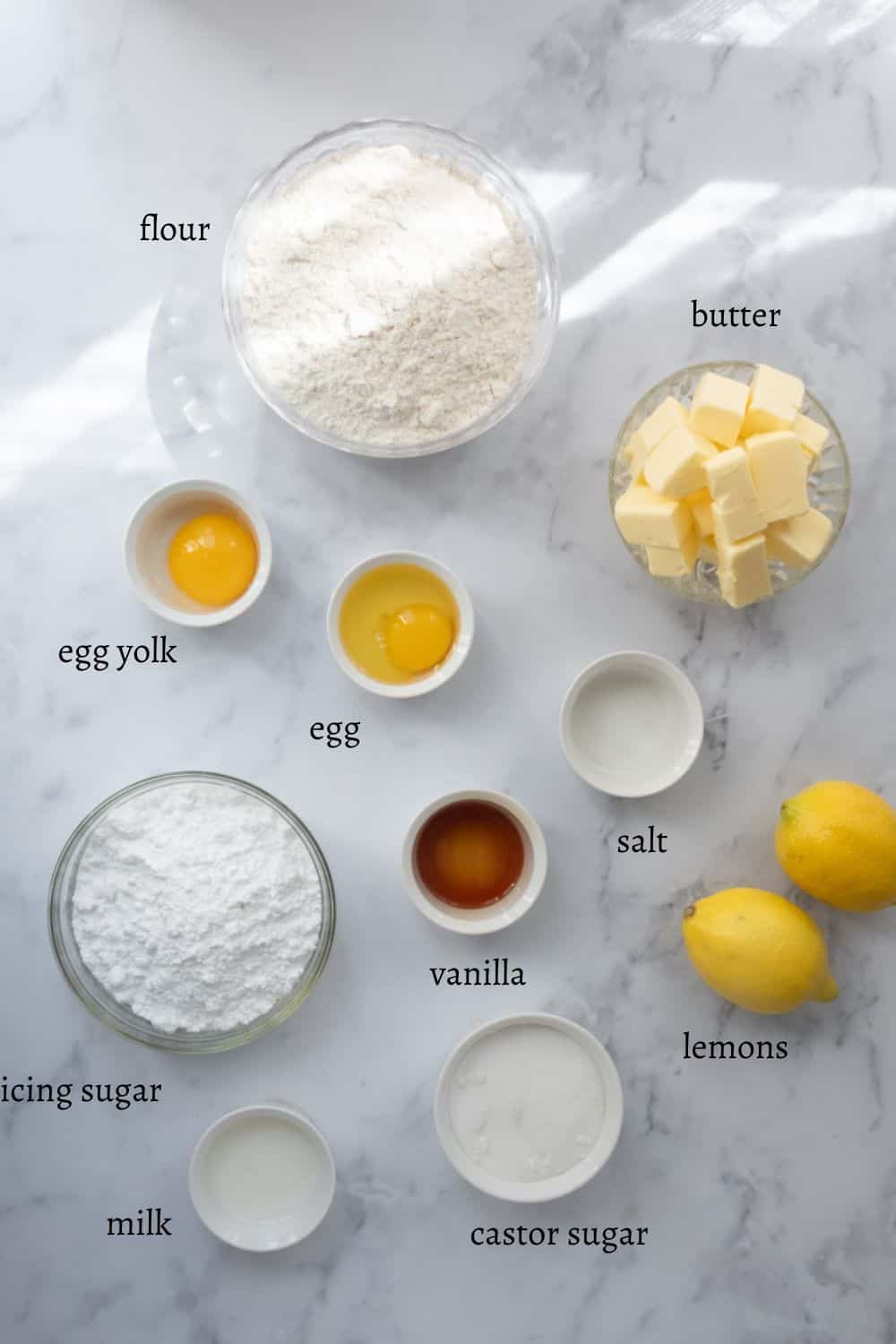 Ingredients for Lemon Biscuits